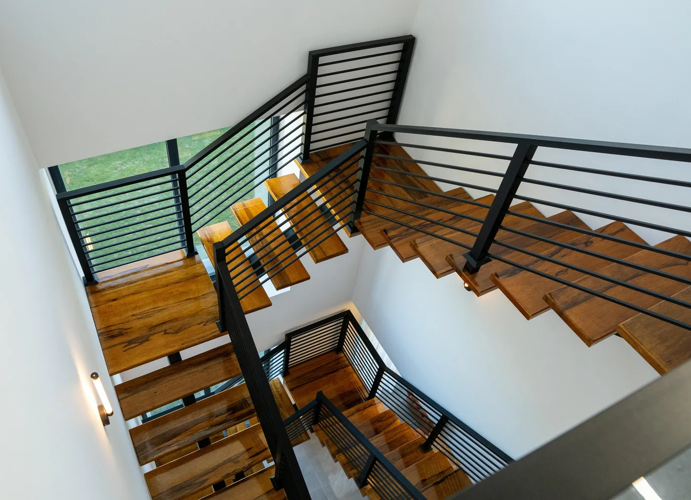 Custom floating stair installation in a San Francisco Bay Area home