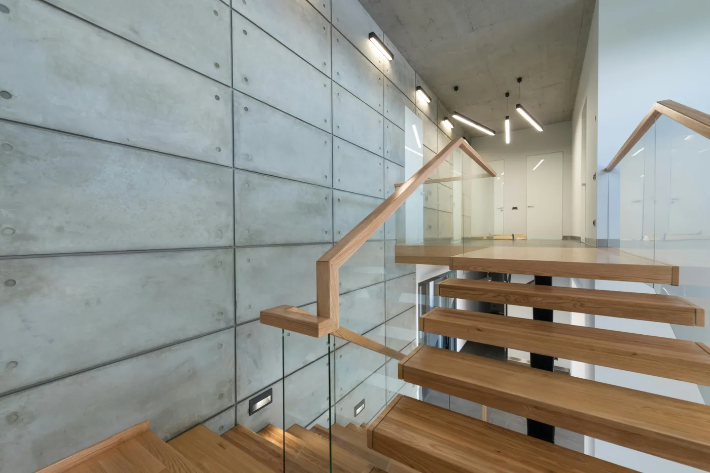 Laser-cut steel floating stair structure installation in the Bay Area